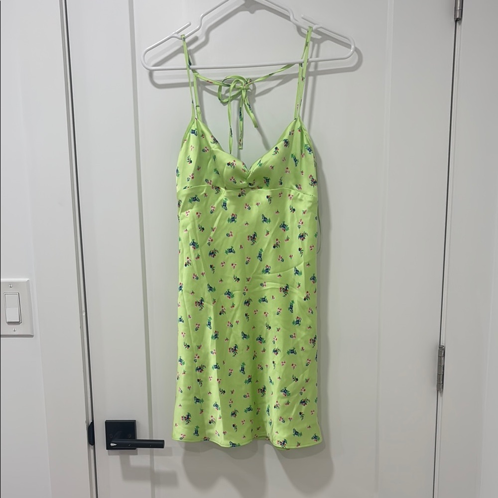 Zara Green Mini Dress with Silky Sheen
